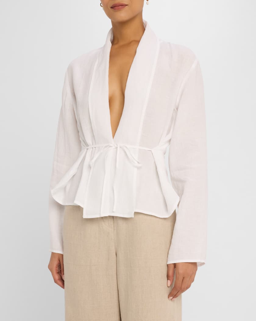 Shawl-Collar Lightweight Organic Linen Jacket
