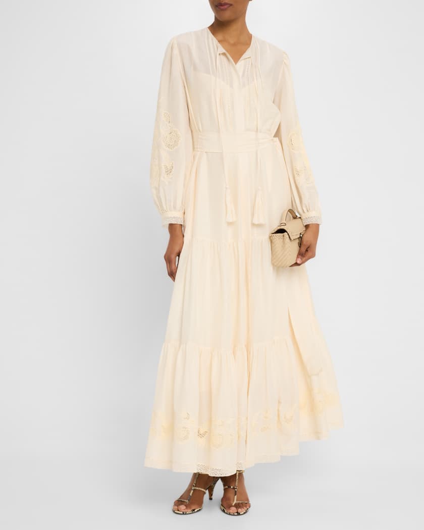 Shanice Tiered Floral-Embroidered Maxi Dress