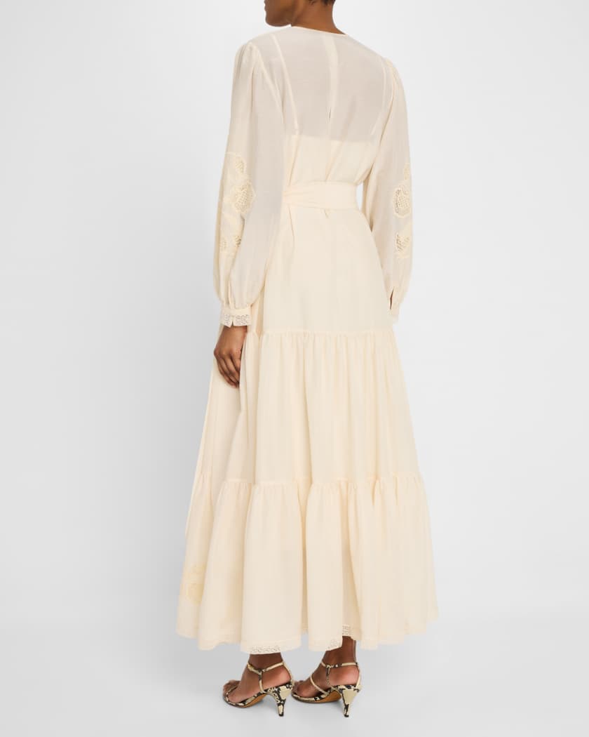 Shanice Tiered Floral-Embroidered Maxi Dress