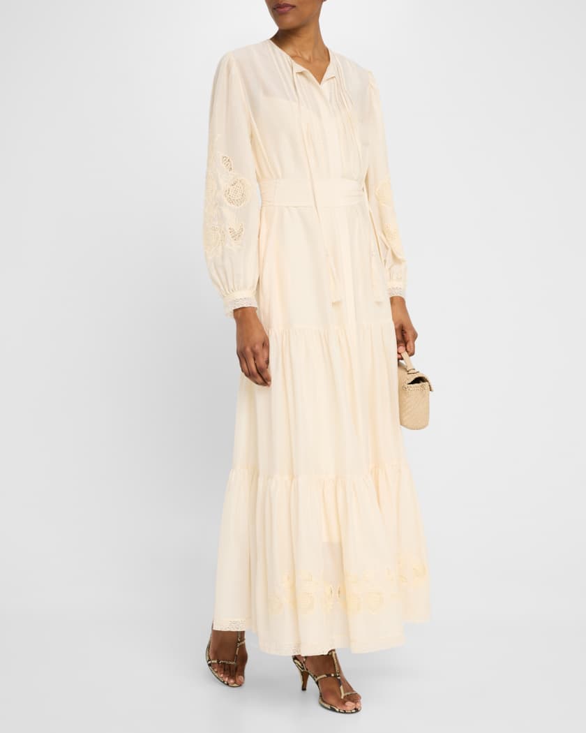 Shanice Tiered Floral-Embroidered Maxi Dress