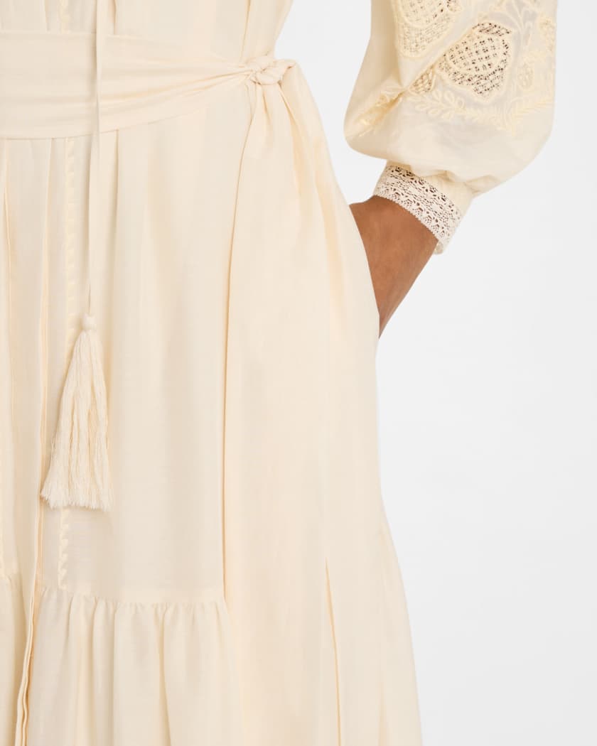 Shanice Tiered Floral-Embroidered Maxi Dress