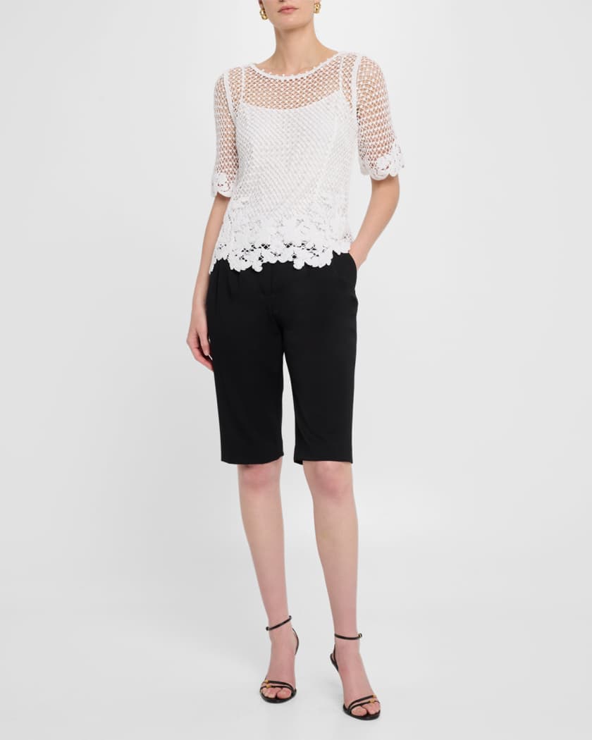 Sylvs Floral Crochet Rosette Net Blouse