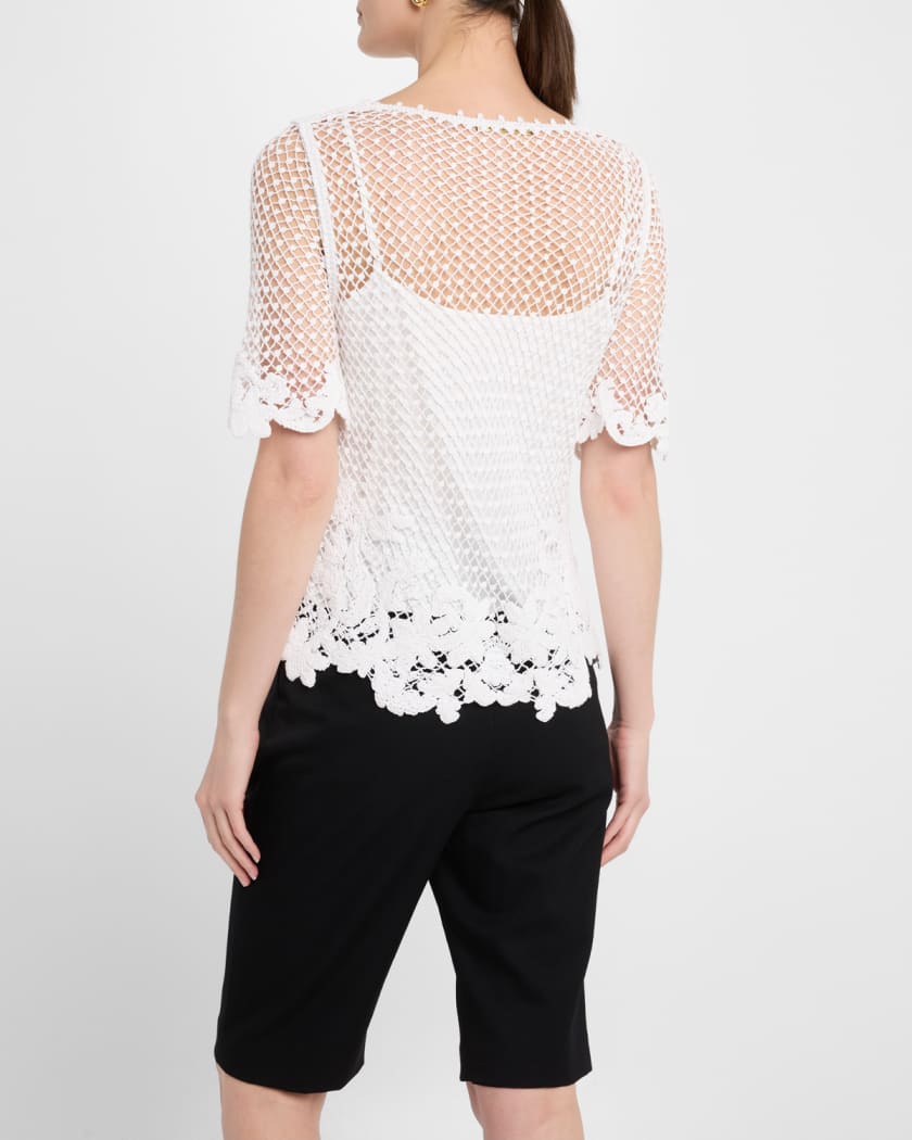 Sylvs Floral Crochet Rosette Net Blouse