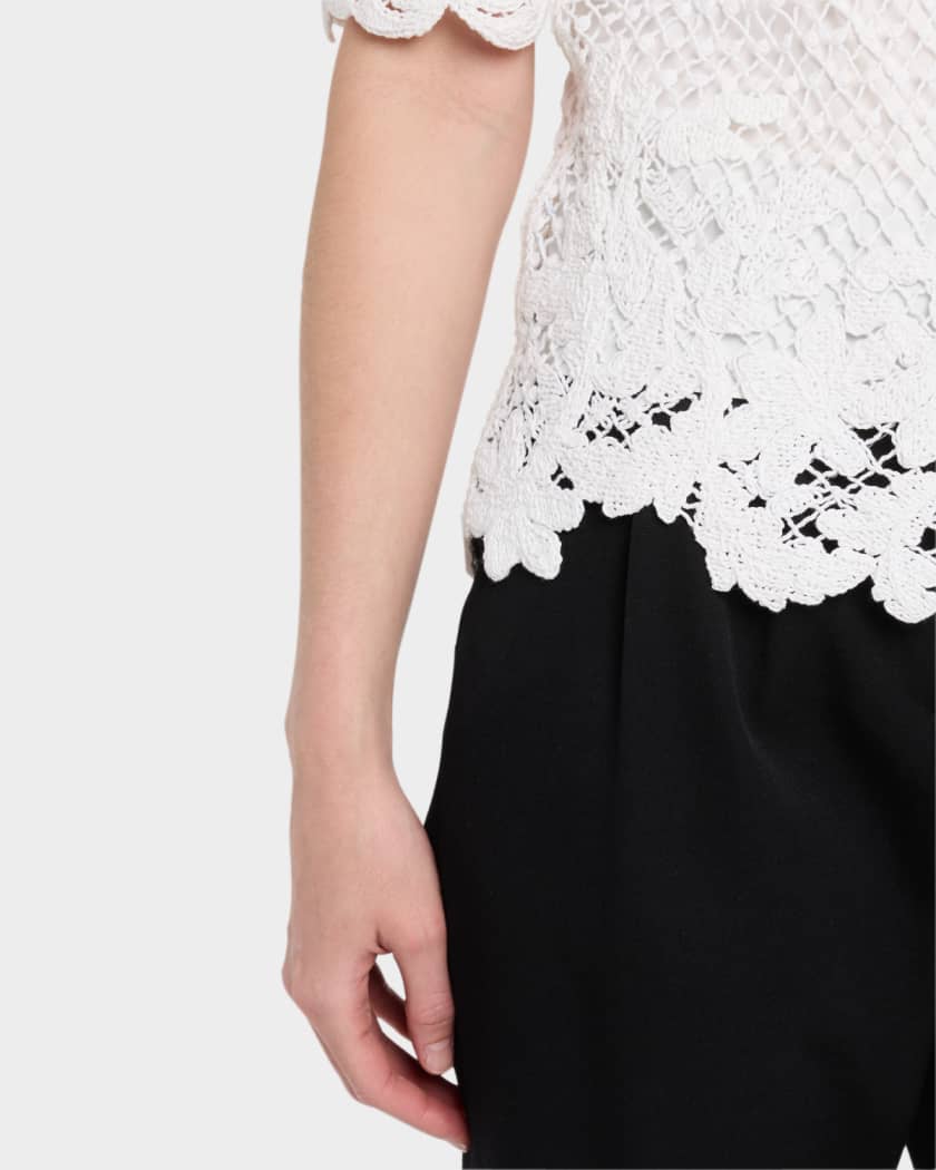 Sylvs Floral Crochet Rosette Net Blouse