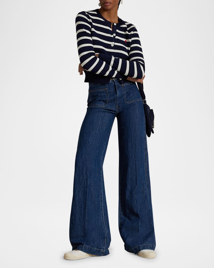 Wide-Leg Flare Denim Jeans