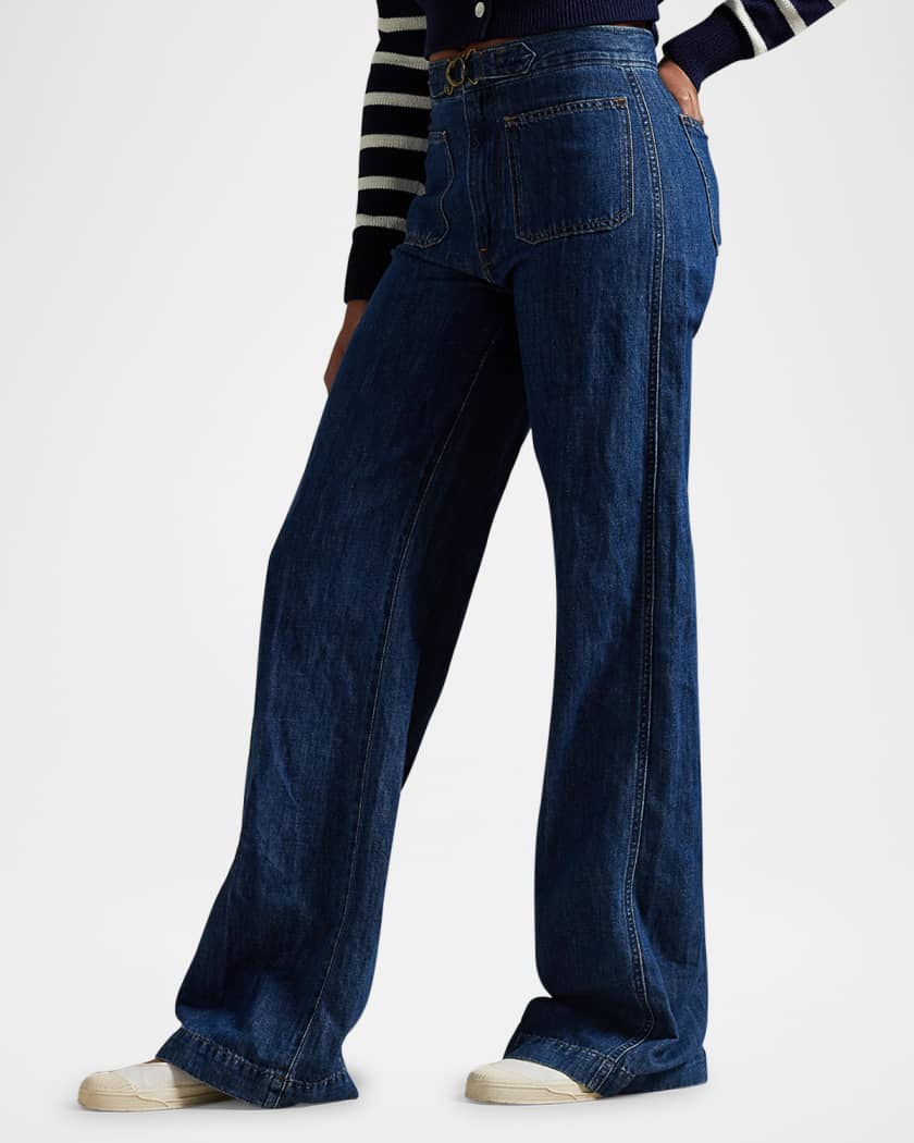 Wide-Leg Flare Denim Jeans