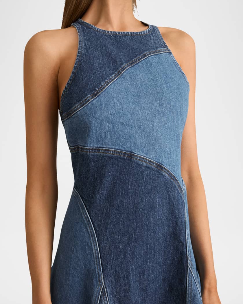 Wilder Patchwork Cotton Chambray Midi Dress
