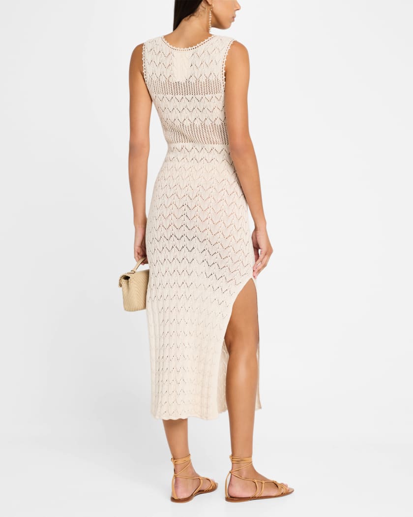 Elka Sleeveless Pointelle-Knit Midi Dress