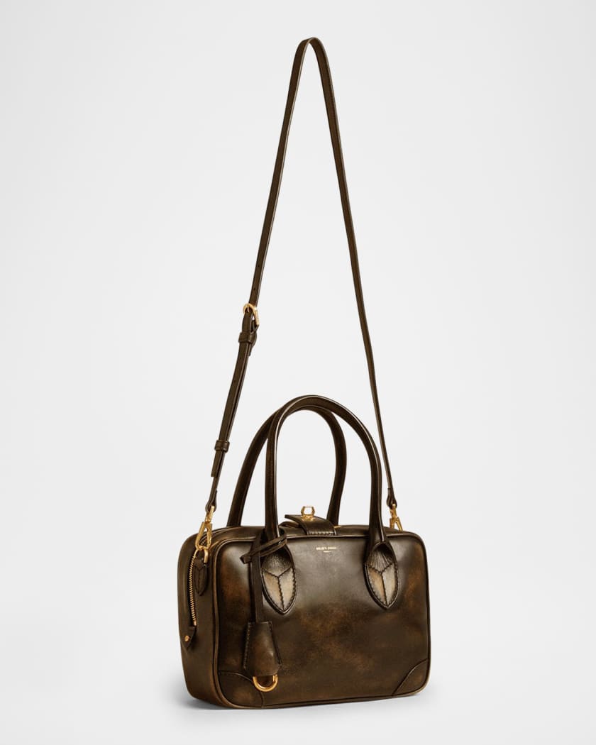 Vita Distressed Leather Top-Handle Bag