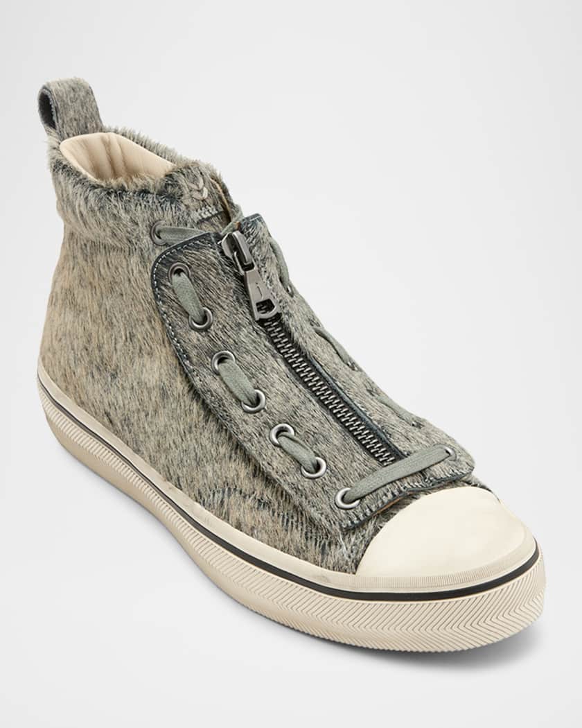 Men's Vulc Degrade Calf Hair Leather Mid-Top Sneakers