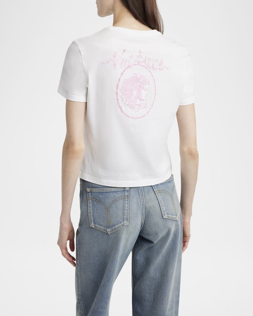 Medusa Cameo Embroidery And Print Cotton Jersey T-Shirt