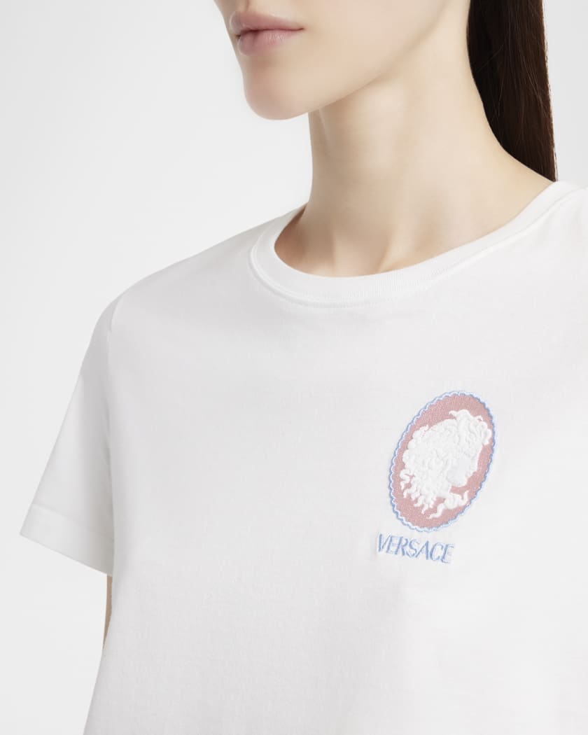 Medusa Cameo Embroidery And Print Cotton Jersey T-Shirt