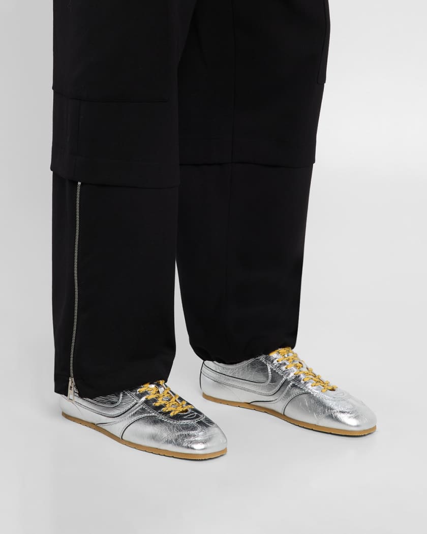 Men's Metallic Leather Low-Top Sneakers