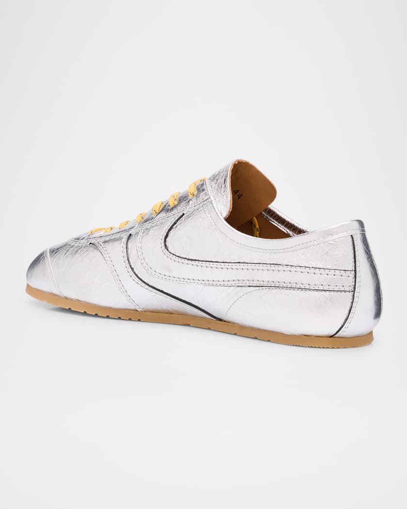 Men's Metallic Leather Low-Top Sneakers