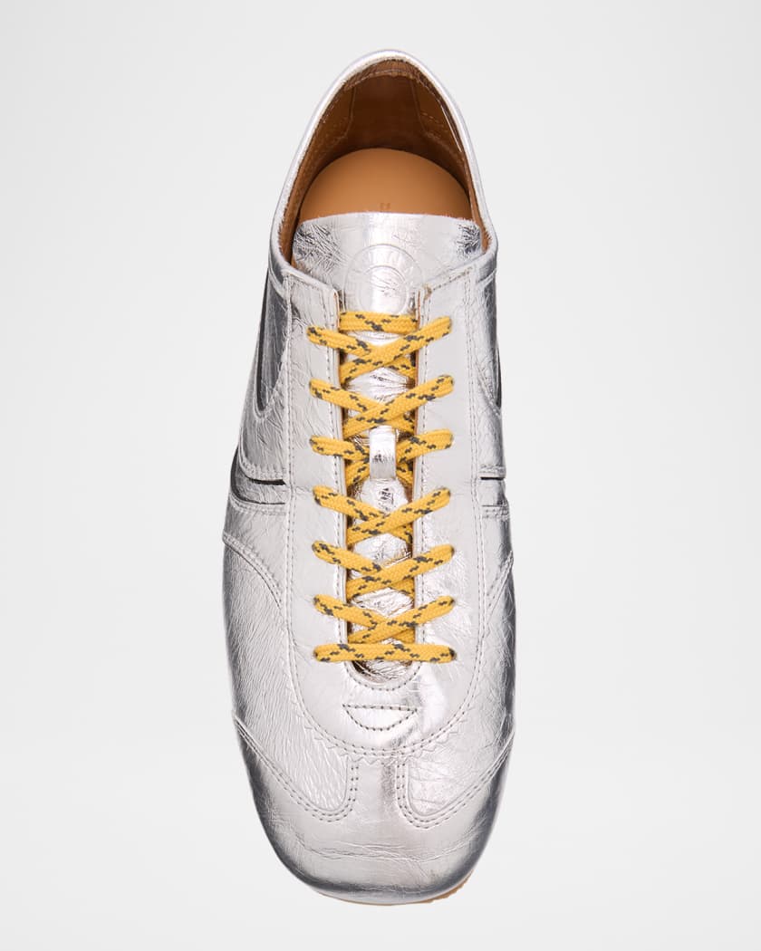 Men's Metallic Leather Low-Top Sneakers