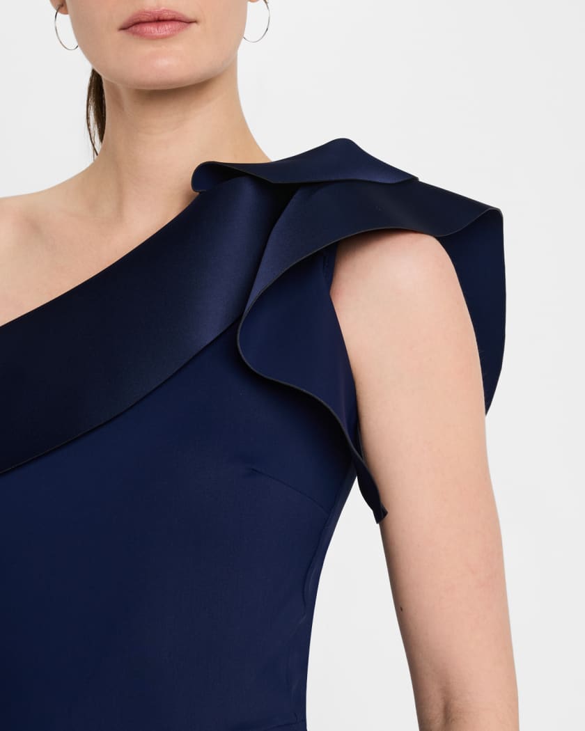 Rippyka One-Shoulder Peplum Mermaid Gown