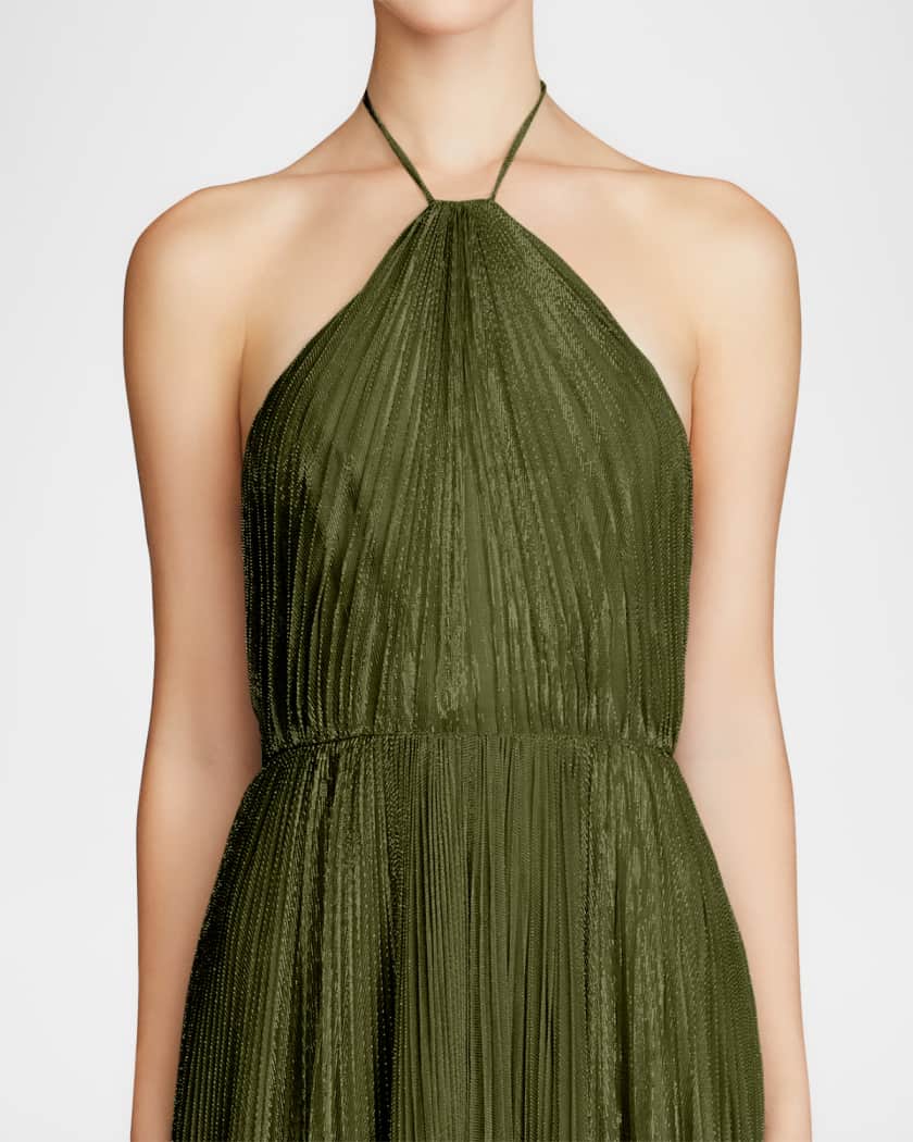 Marisol Pleated A-Line Halter Gown