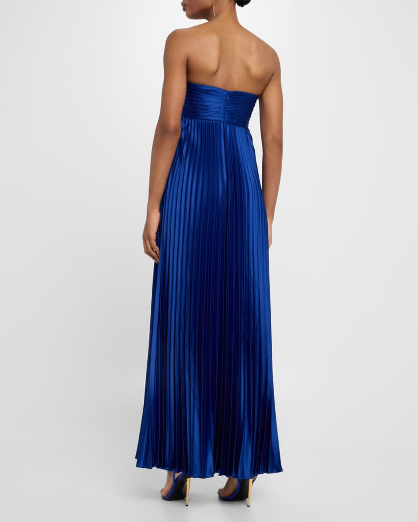 Strapless Pleated Stretch Charmeuse Gown