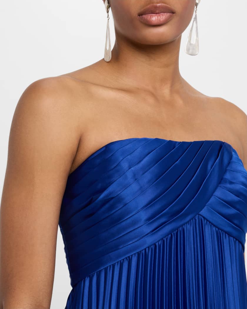 Strapless Pleated Stretch Charmeuse Gown