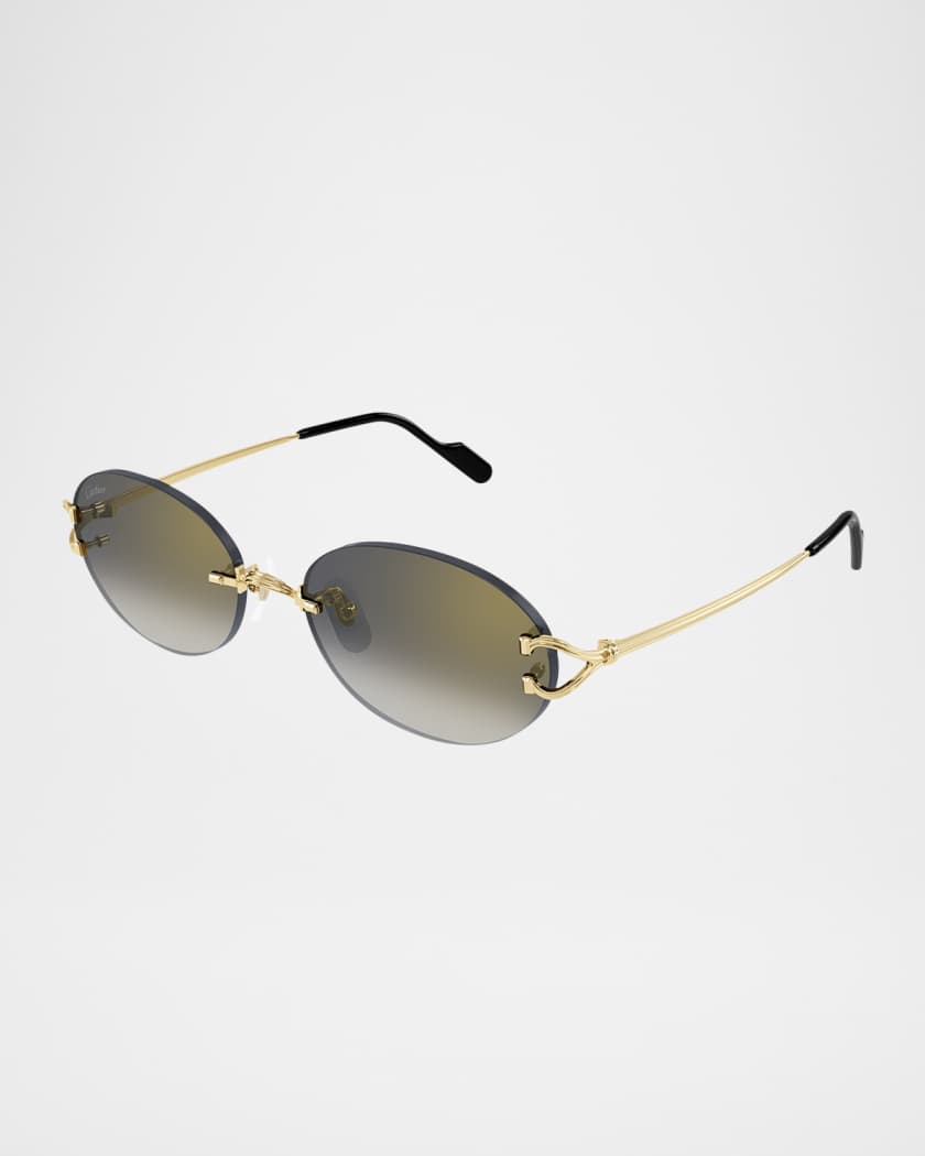 Rimless Metal Round Sunglasses