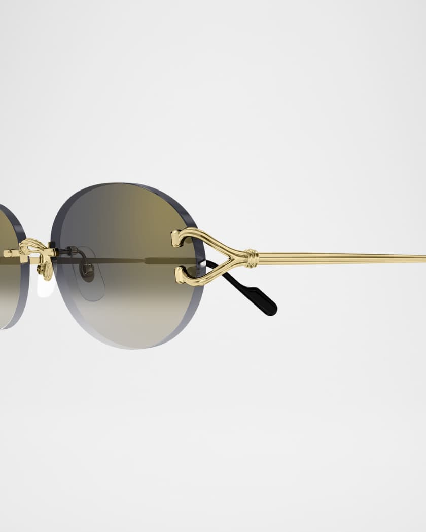 Rimless Metal Round Sunglasses