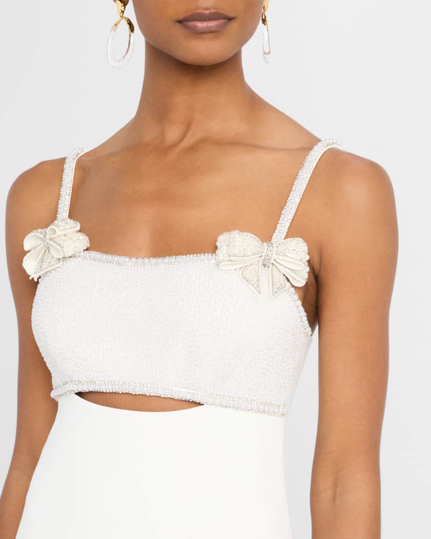 Embellished Bow Mini Dress