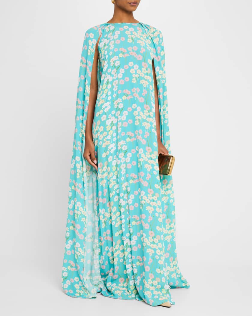 Minnie Floral Cape Maxi Dress