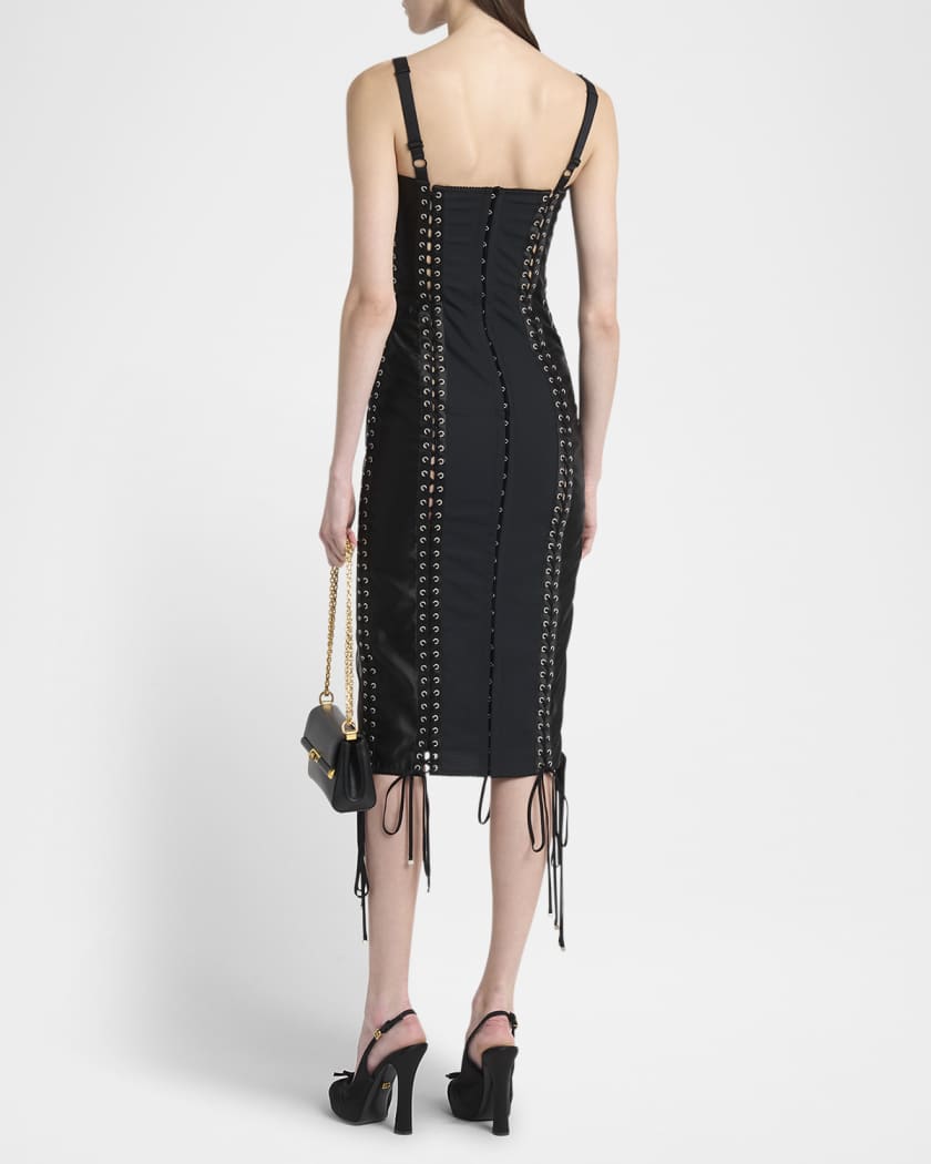 Flucq Lace-Up Midi Bustier Dress