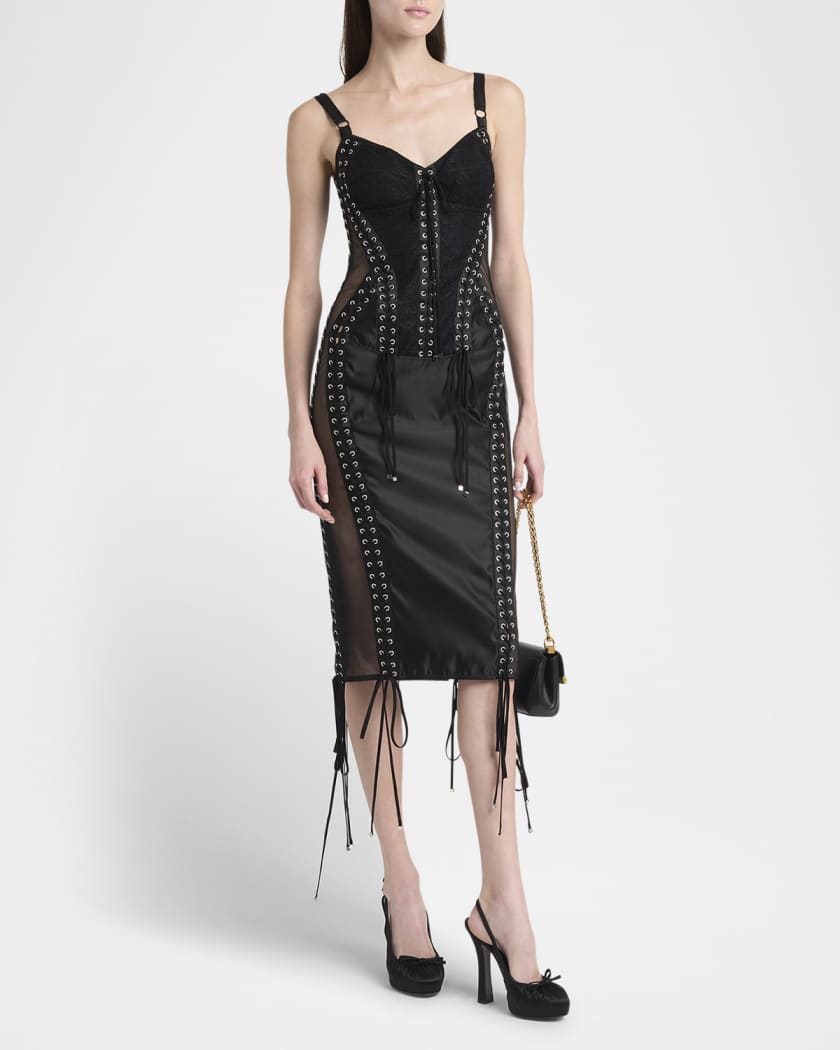 Flucq Lace-Up Midi Bustier Dress