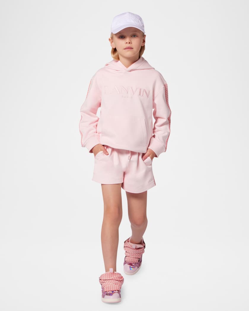 Girl's Curb Leather and Textile Chunky Low-Top Sneakers, Kids