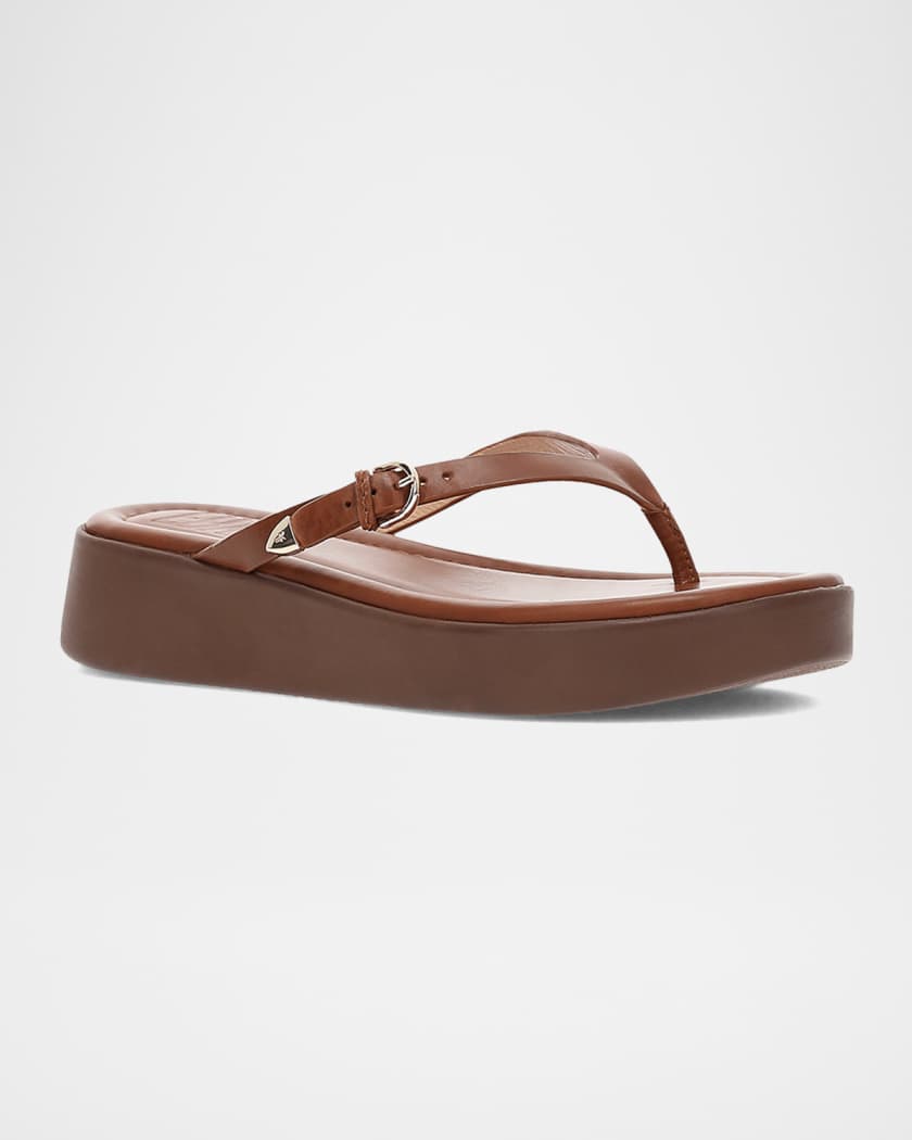 Maya Leather Buckle Thong Sandals