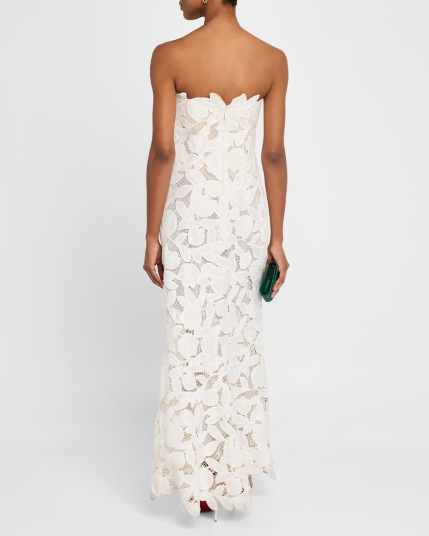 Valletta Strapless Floral Lace Maxi Dress