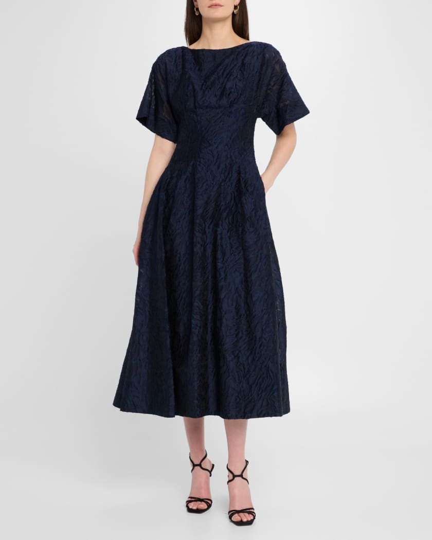 Rosalie Pleated Fil Coupe Midi Dress