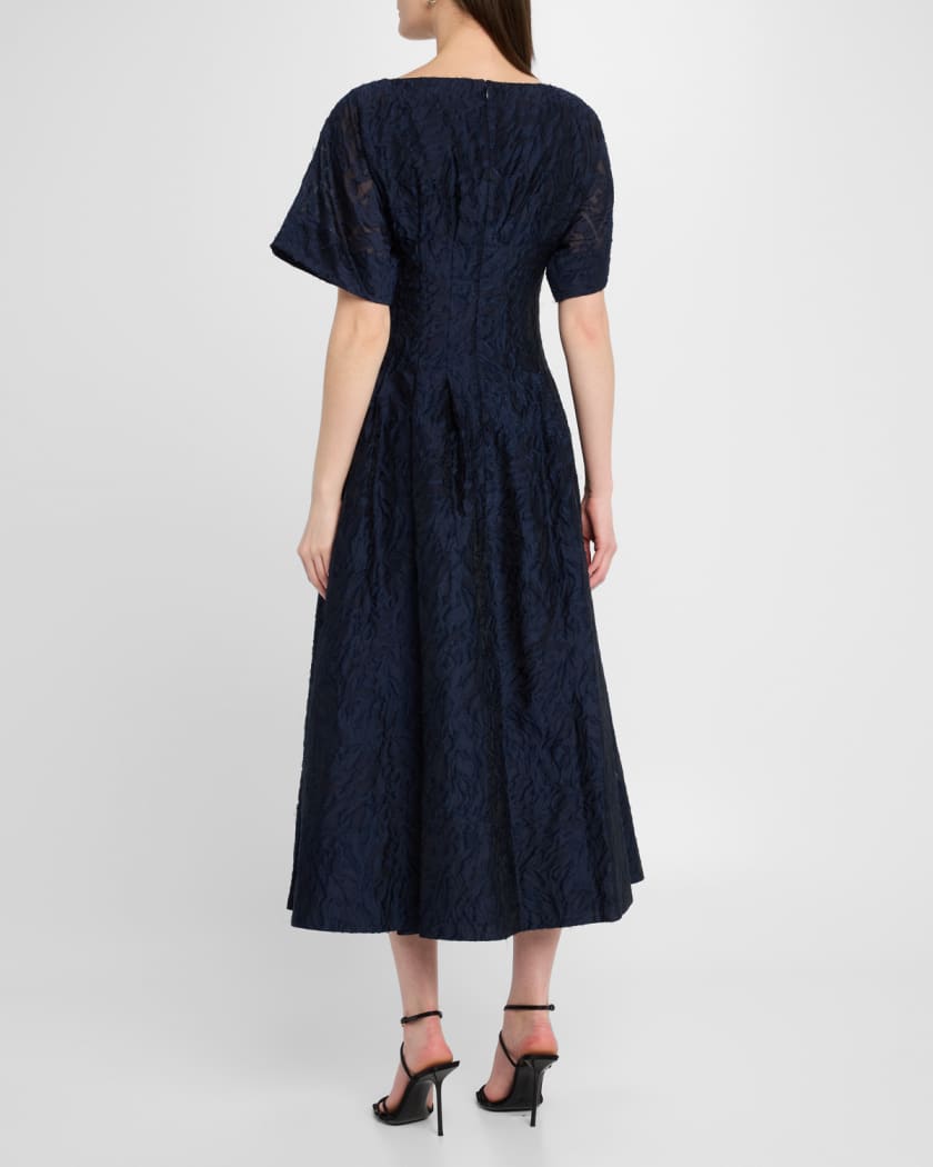 Rosalie Pleated Fil Coupe Midi Dress