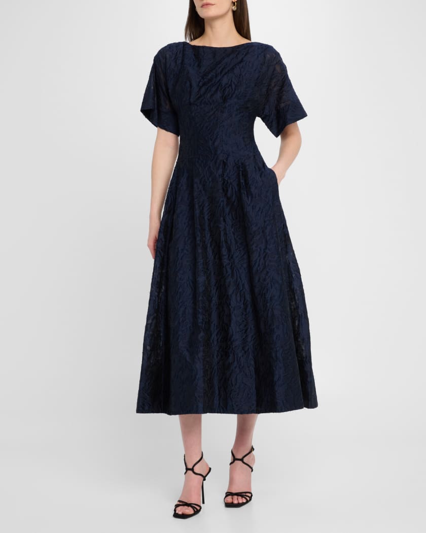Rosalie Pleated Fil Coupe Midi Dress
