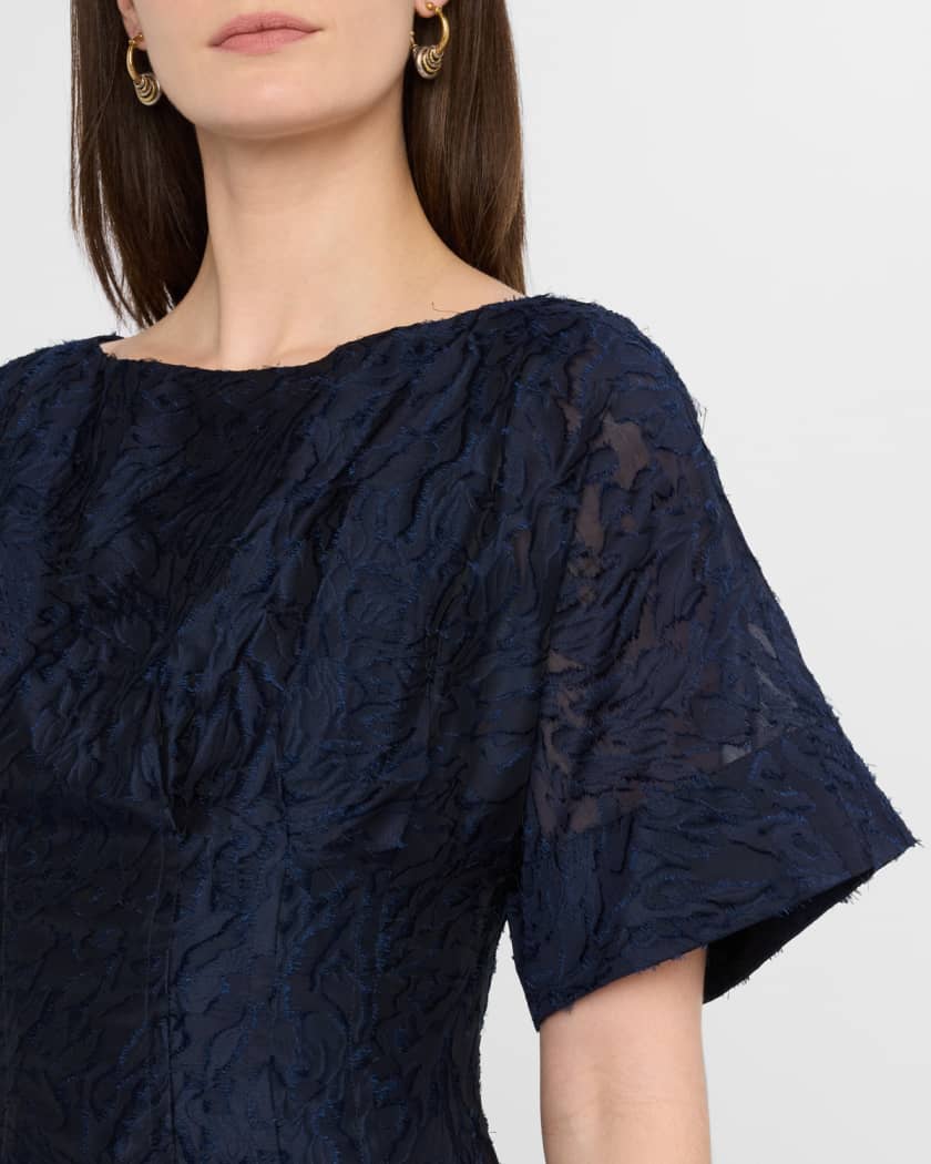 Rosalie Pleated Fil Coupe Midi Dress