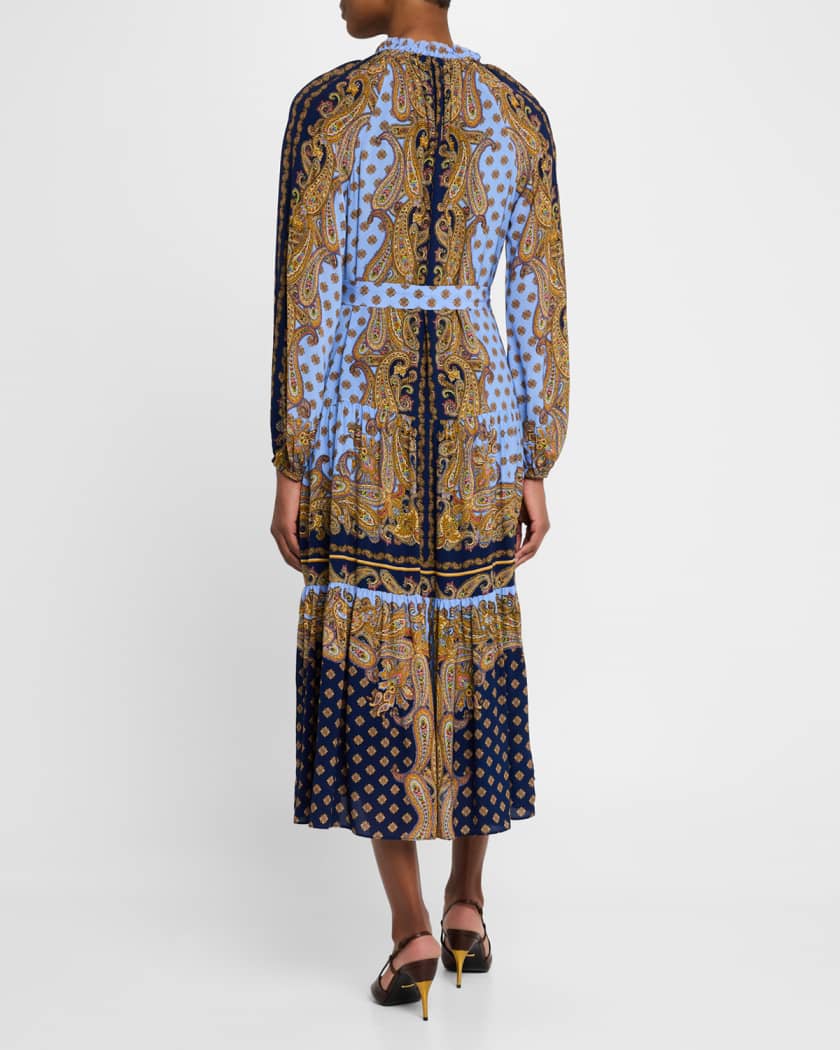 The Sienna Tiered Paisley-Print Midi Dress