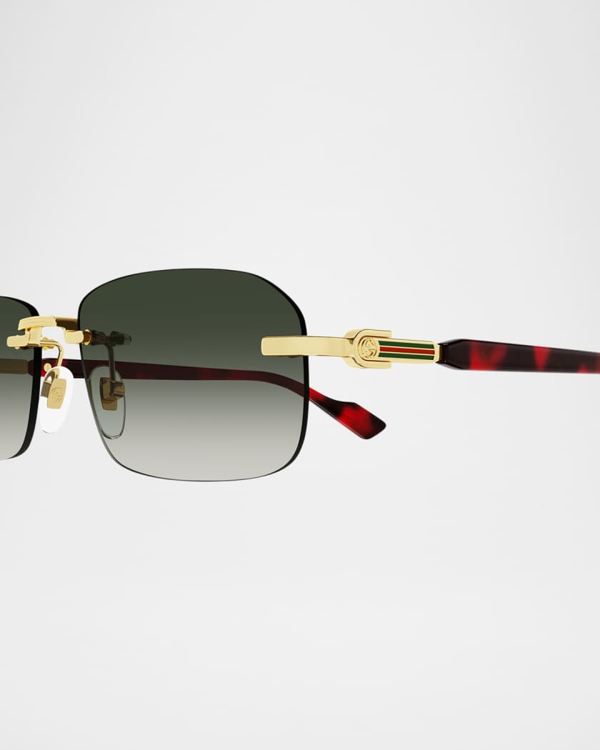 Men's GG1221SM Rimless Metal Rectangle Sunglasses