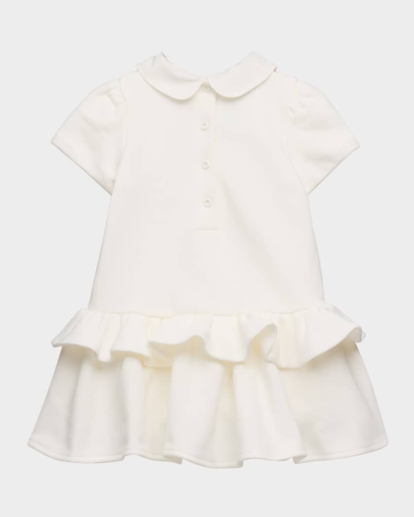 Girl's Ruffled Monogram Bow Dress, Size 6M-24M