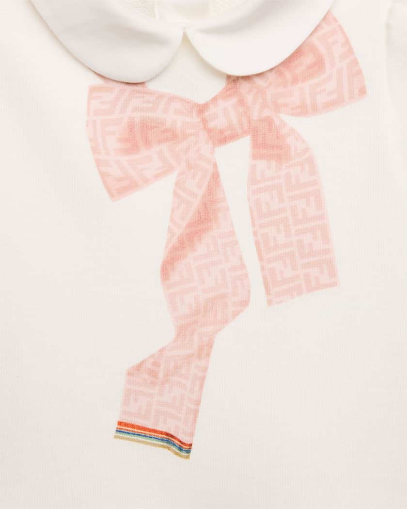 Girl's Ruffled Monogram Bow Dress, Size 6M-24M