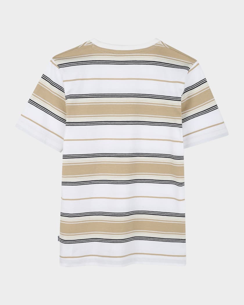 Boy's Short-Sleeve Cotton Jersey Stripe T-Shirt, Size 6-12