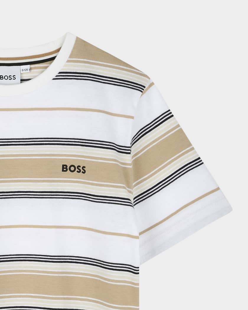 Boy's Short-Sleeve Cotton Jersey Stripe T-Shirt, Size 6-12