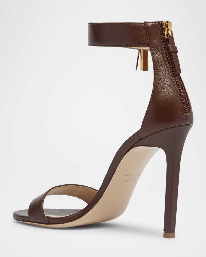 Leather Stiletto Sandals with Padlock