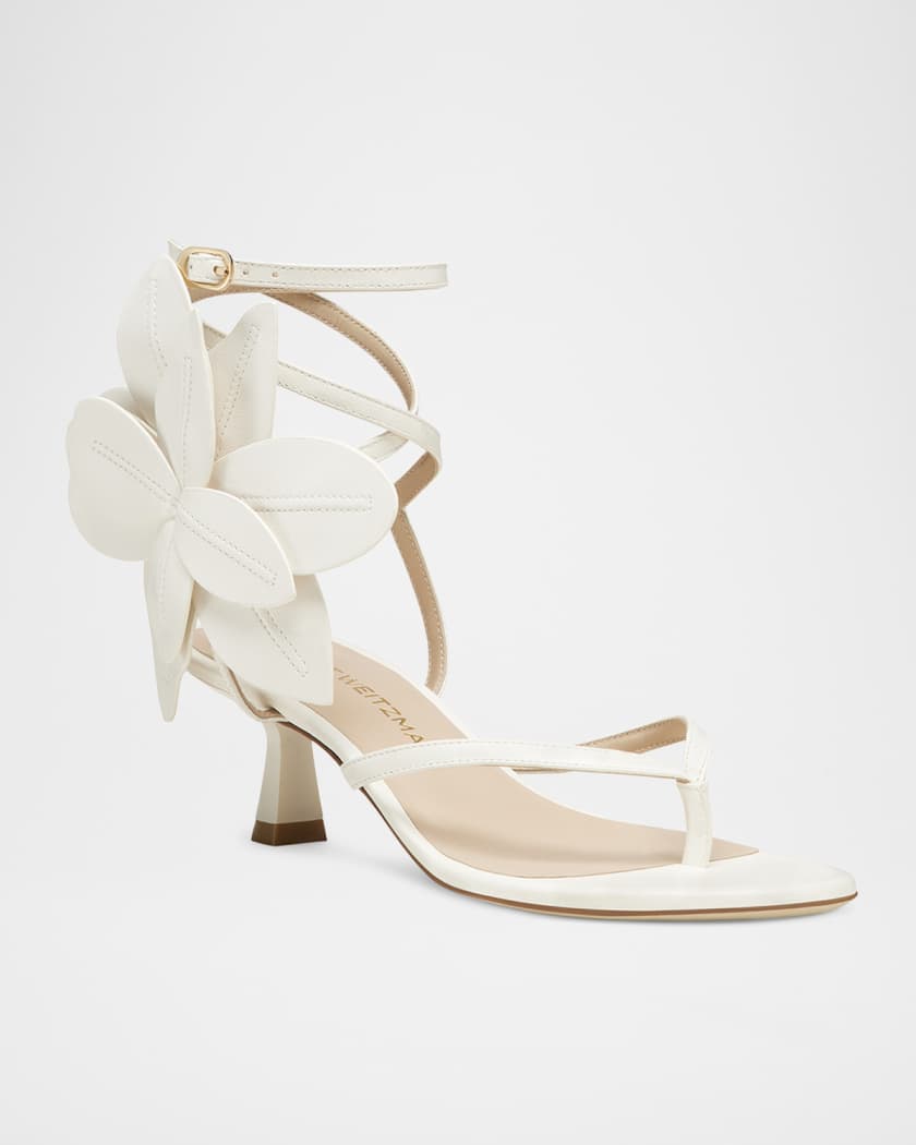 Paradise 50 Flower Leather Kitten Sandals 