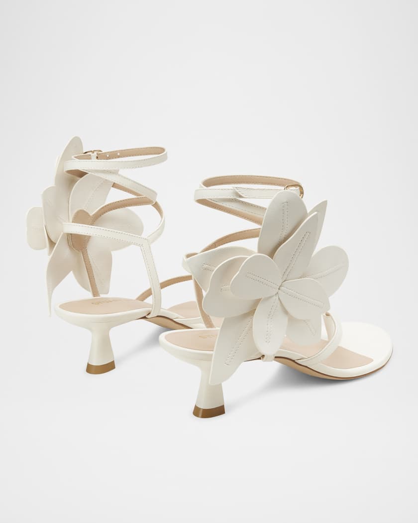 Paradise 50 Flower Leather Kitten Sandals 
