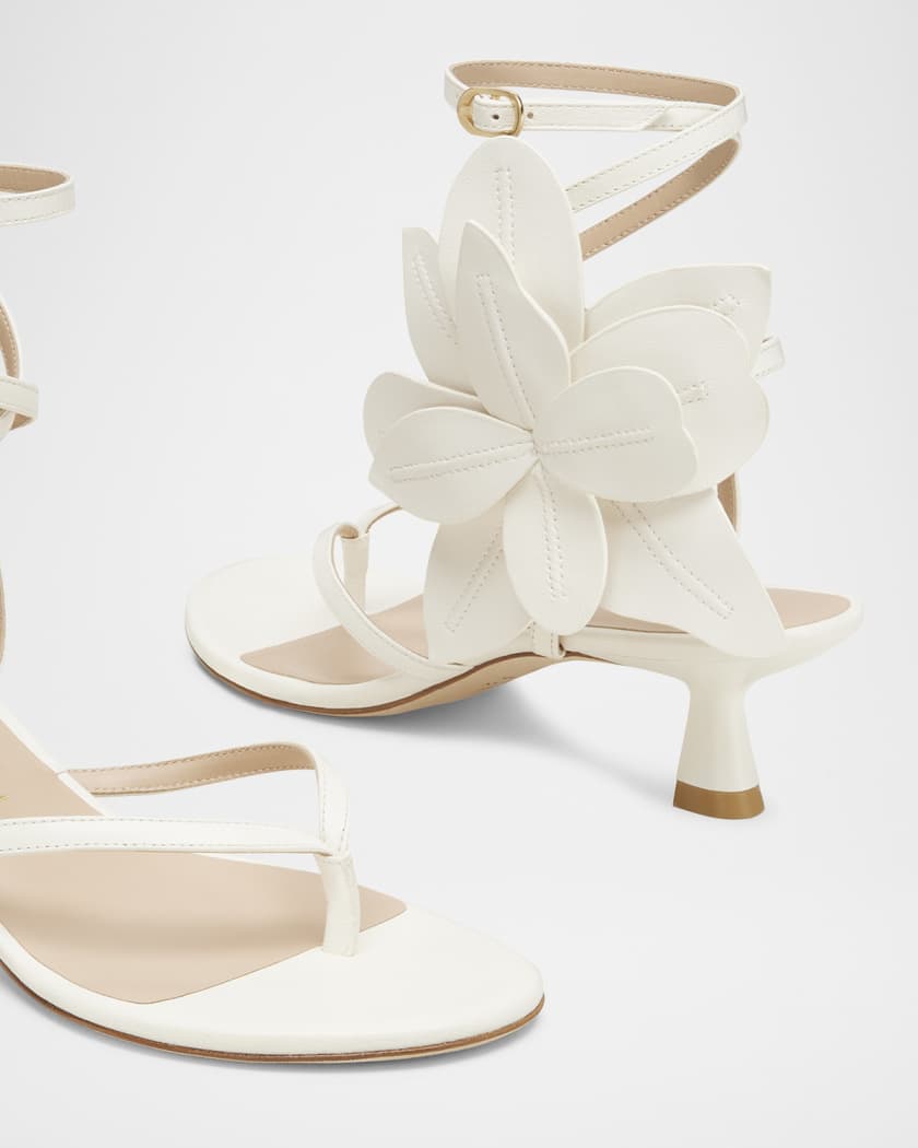 Paradise 50 Flower Leather Kitten Sandals 