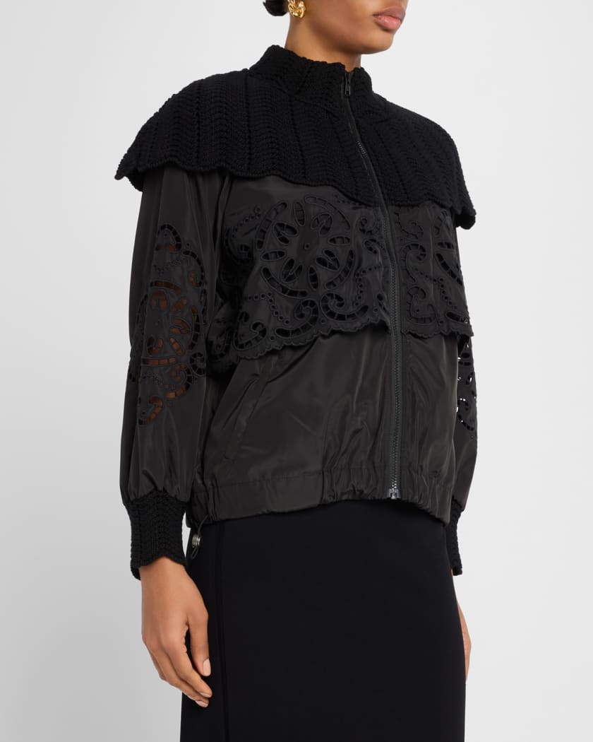 Dahlia Eyelet Crochet Windbreaker