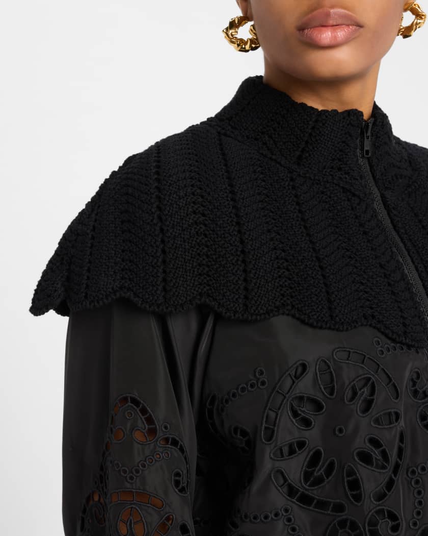 Dahlia Eyelet Crochet Windbreaker