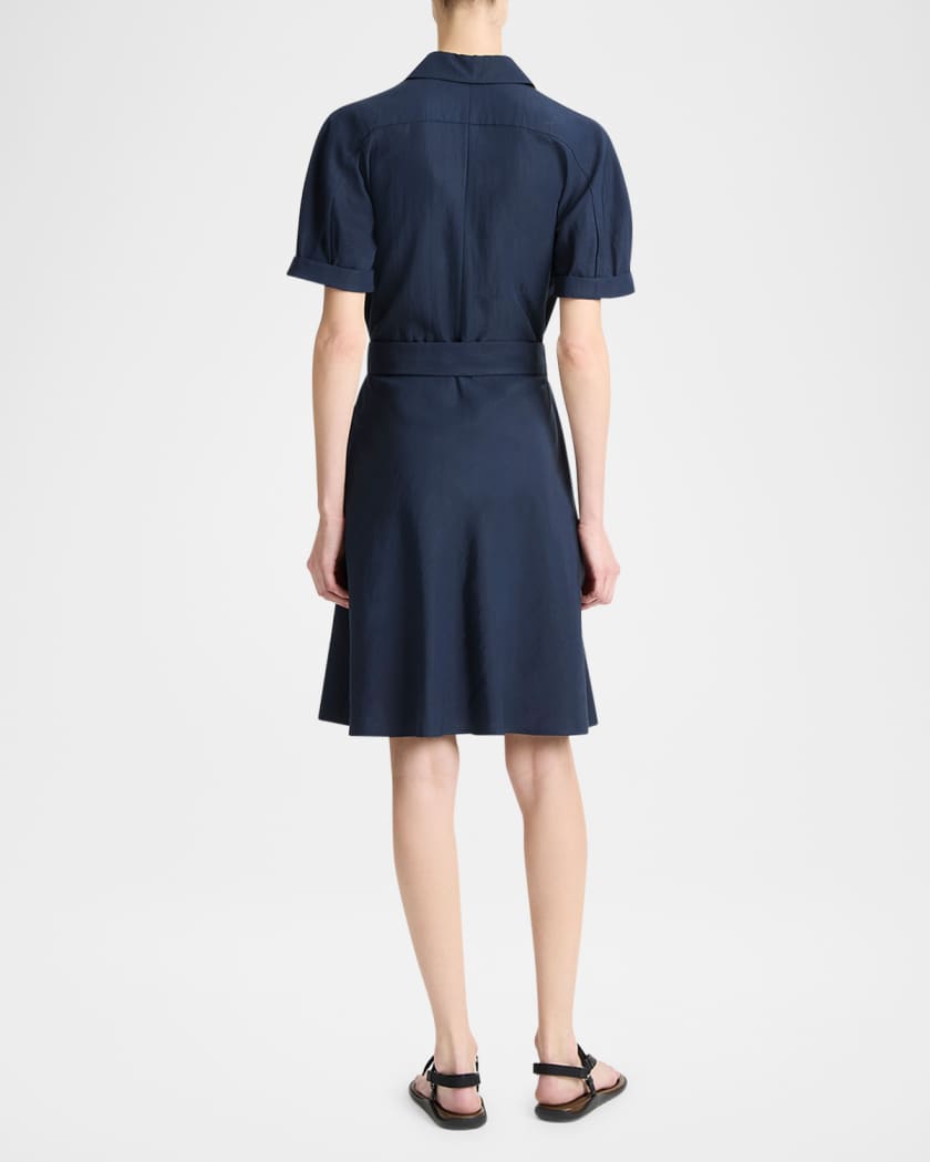 Short-Sleeve Belted Shirtdress 
