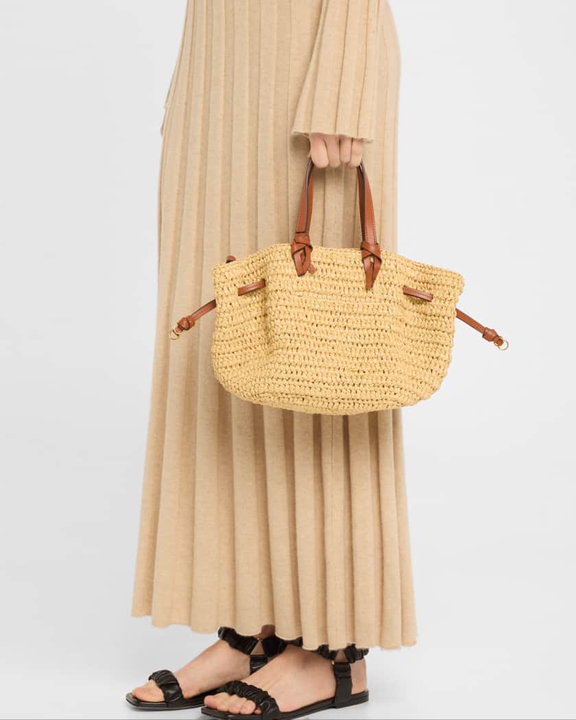Gio Drawstring Raffia Crossbody Bag